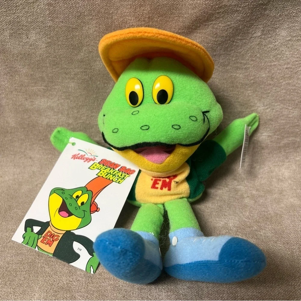 Vintage 1997 Kellogg's Dig 'Em Frog Breakfast Bean Bag Bunch Plush